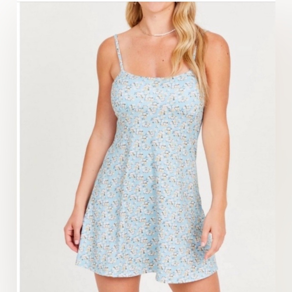 Altar'd State Light Blue Floral Mini Dress